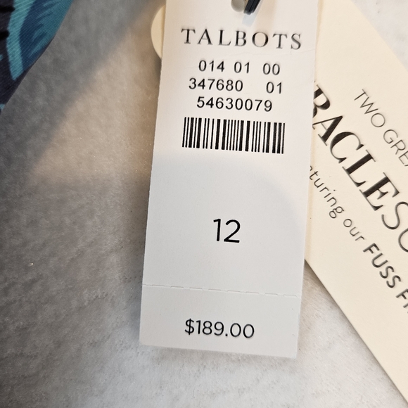 Miraclesuit X Talbots Blue Leaf Print Swim Dress NWT Size 12 - Picture 4 of 12